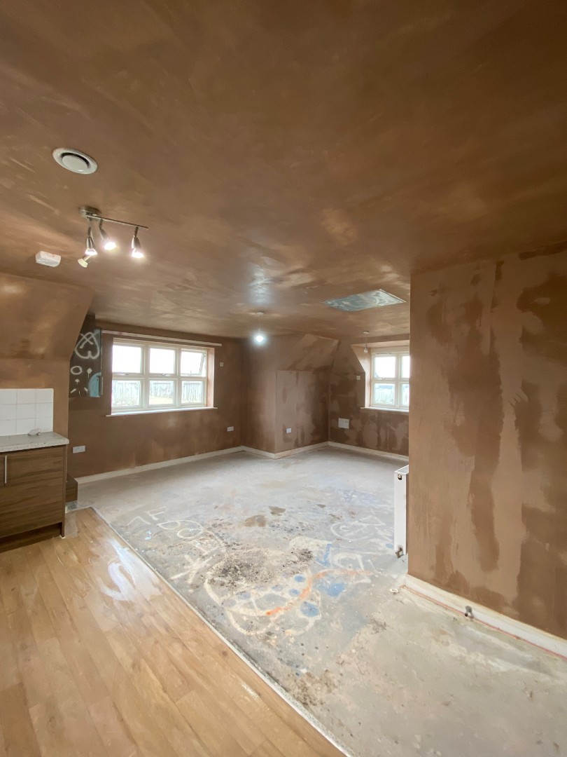 Freshly plastered room