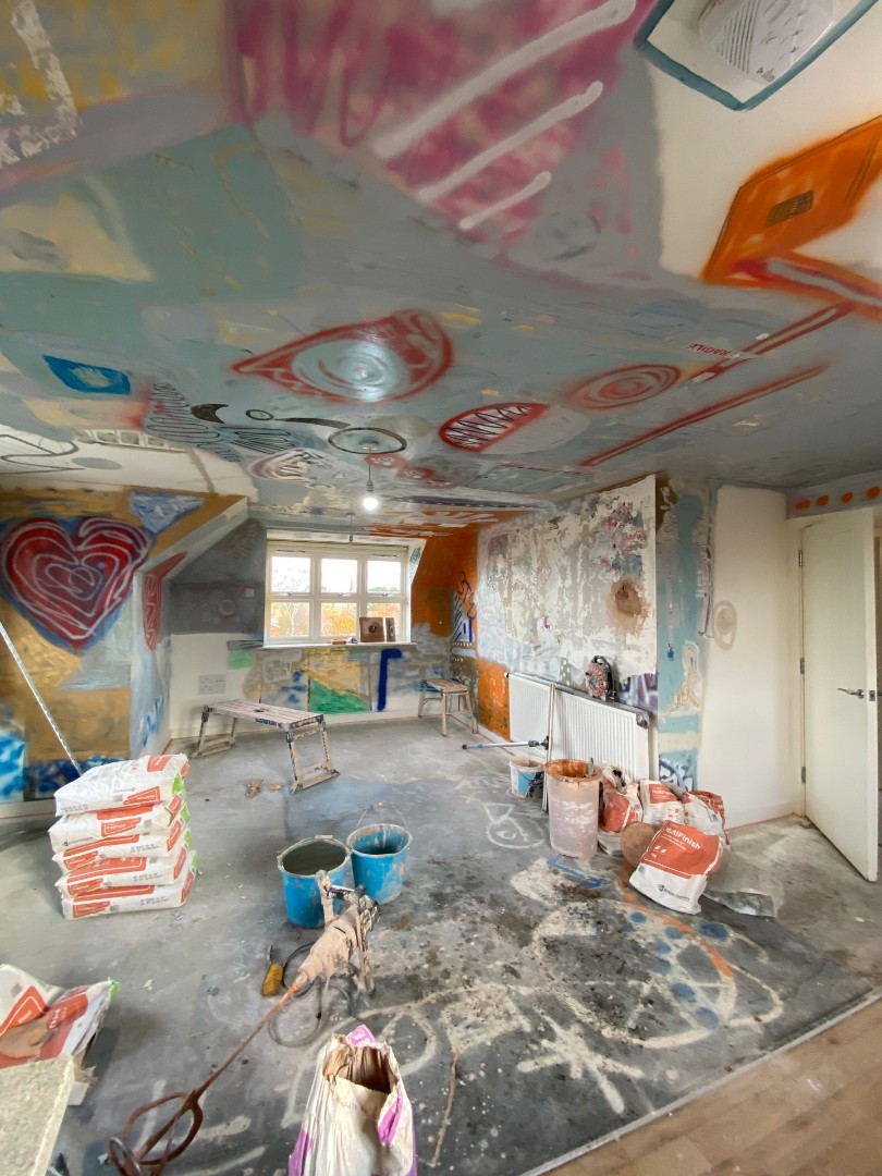 Graffitied room