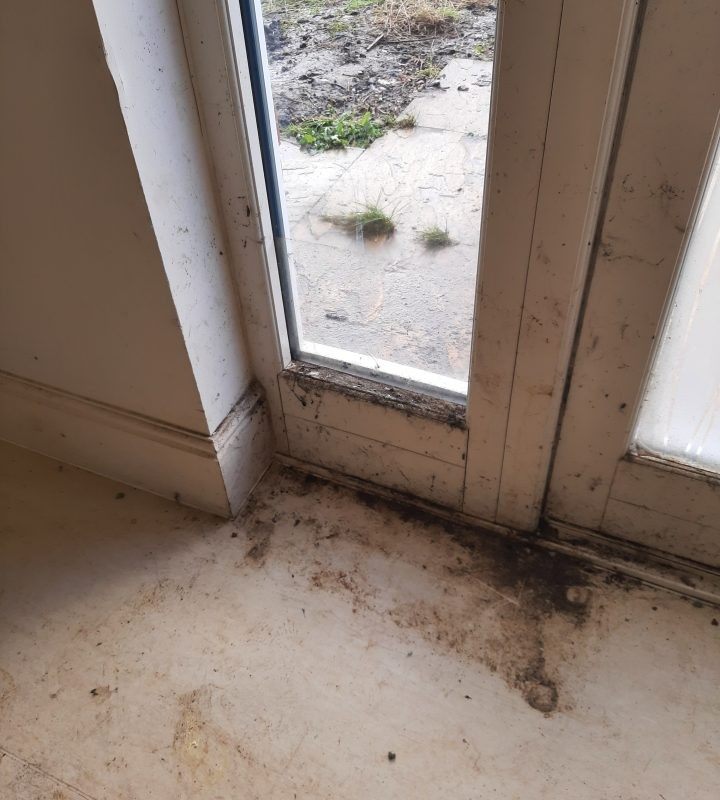 Mouldy glass door frame