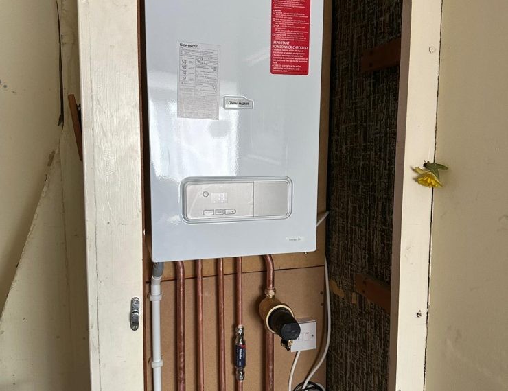 New boiler in cupboard zoomed