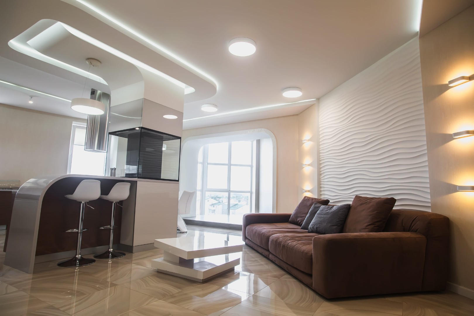 Apartment with modern lighting