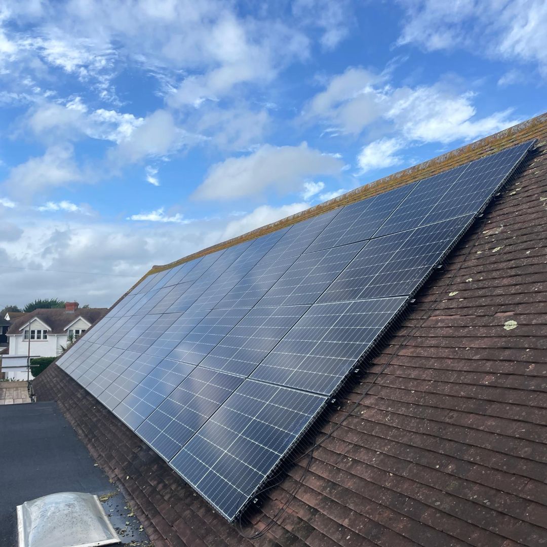 Solar panels on commercial rooftop