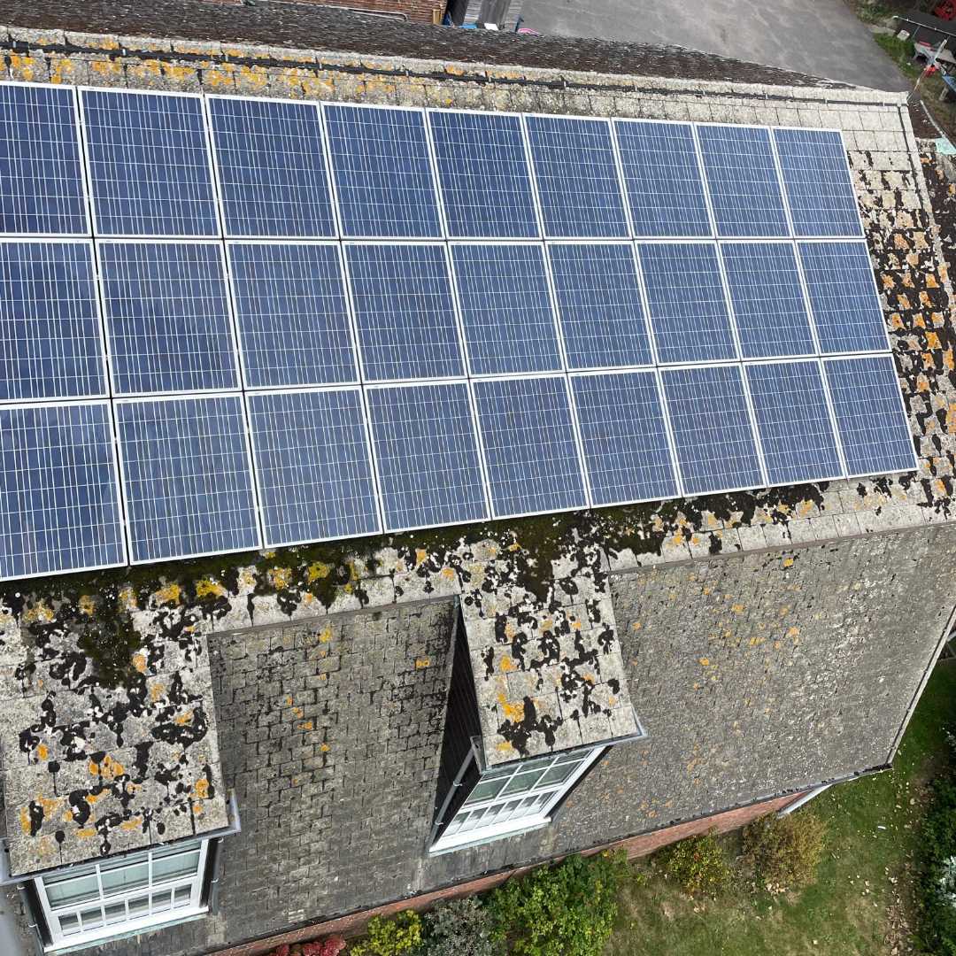 Close up of roof solar panels