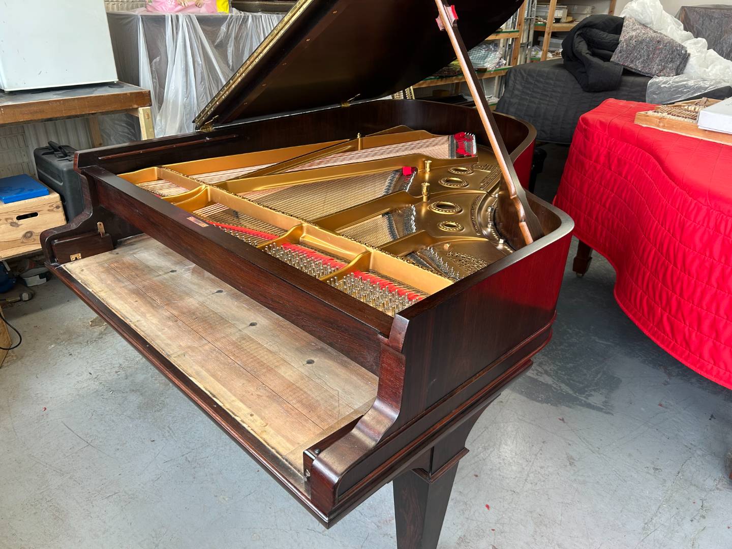 Front view of piano