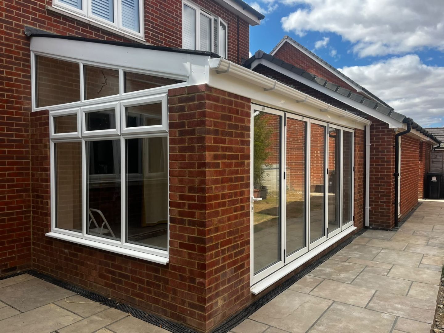 completed extension to a brick house