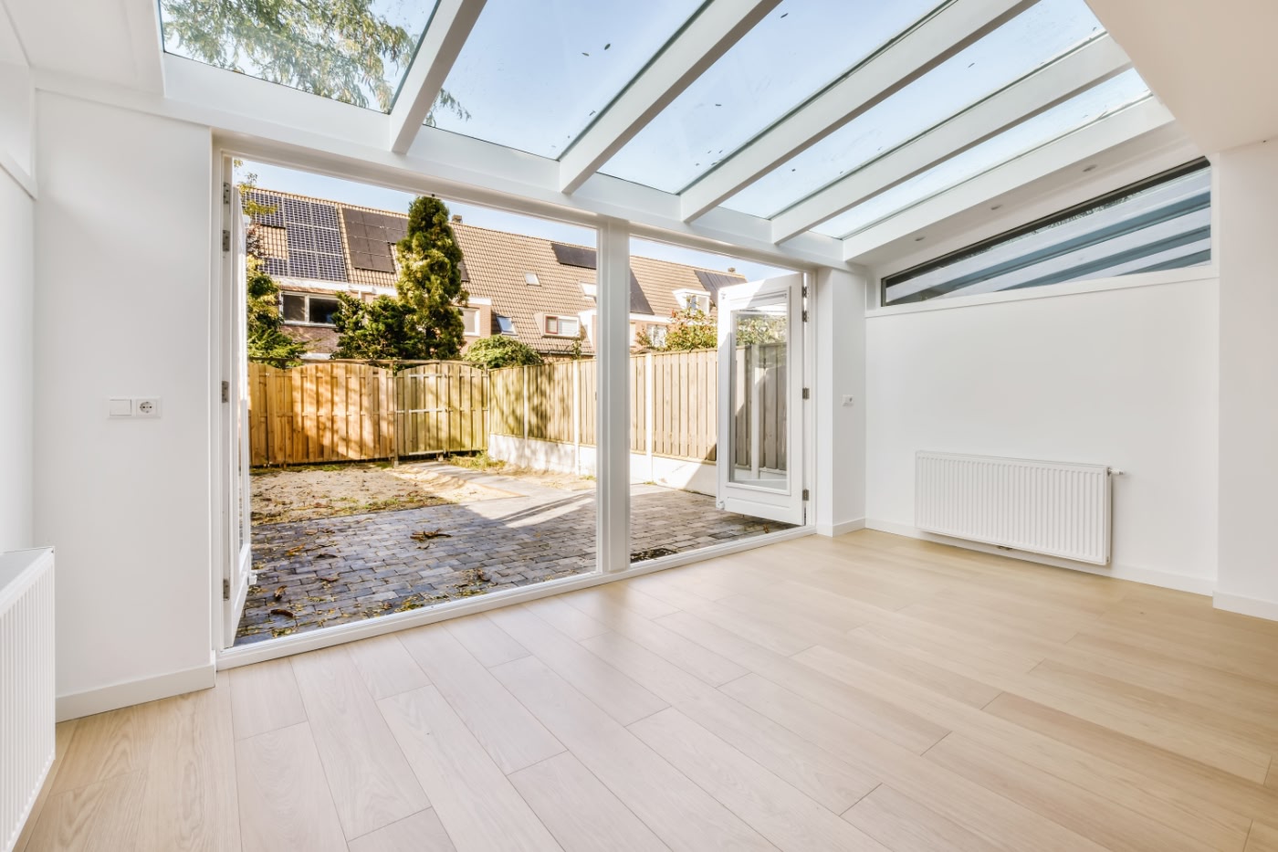 inside white glass extension