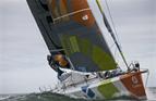 Gamesa Open 60, staysail and reefed main, genoa on deck... photo Mark Lloyd