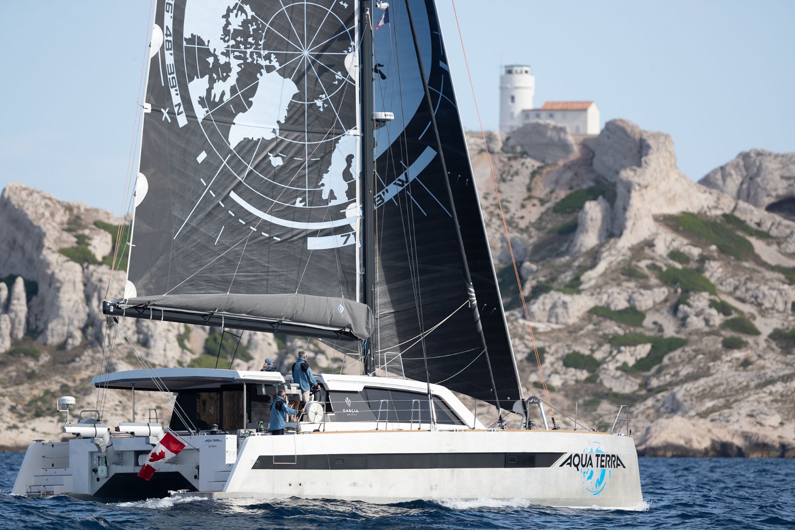 The Garcia Explocat 52 aluminium sailing catamaran with twin hulls, shallow draft, and self-sufficiency systems makes it ideal for a circumnavigation. Combining performance and comfort this yacht is built with uncompromising quality. Multiple helm positions and all lines lead aft enables safe short-handed sailing