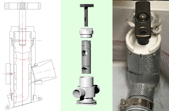 The image shows the development of a custom ballast scoop design from a simple 2D drawing to a 3D CAD CAM solid model. The design development of the component continued over a number of years, originally for IMOCA 60, but eventually used in Class 40, Volvo 70 and maxi designs. The latest derivatives are built out of light weight composite.