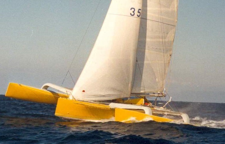 Fiery Cross was the first racing trimaran with yacht design and engineering by British multihull designers Owen Clarke Design