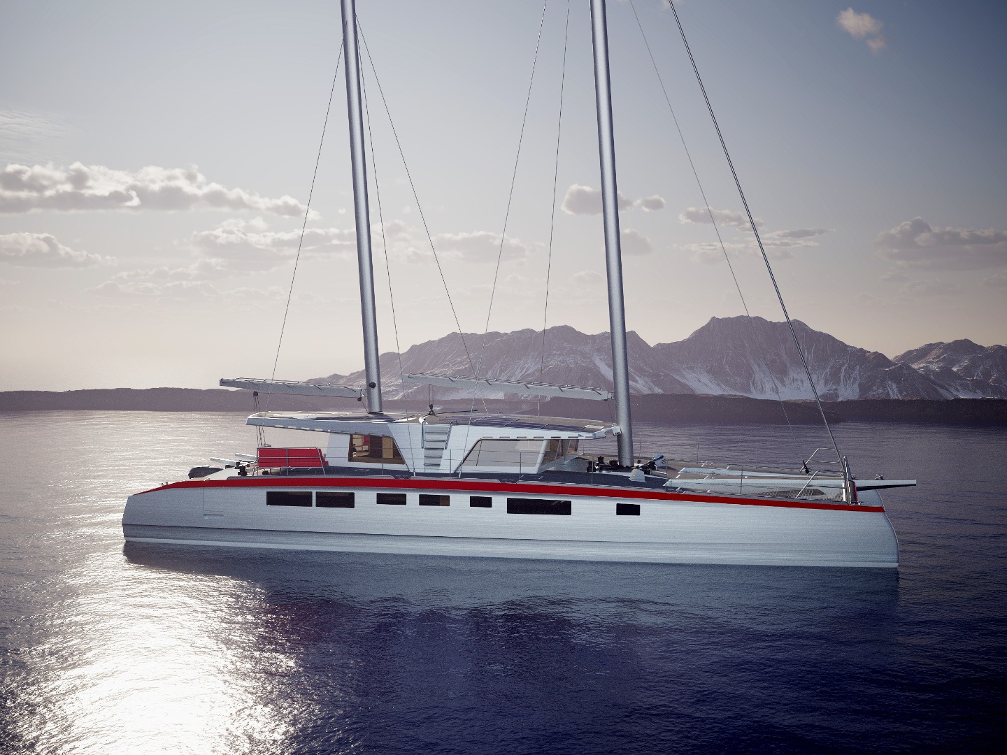 Aluminium ketch‑rigged explorer catamaran engineered for hybrid propulsion, long‑range expedition capability, and efficient live‑aboard operation. Advanced multihull design delivers structural integrity, energy autonomy, and offshore performance for demanding adventures.