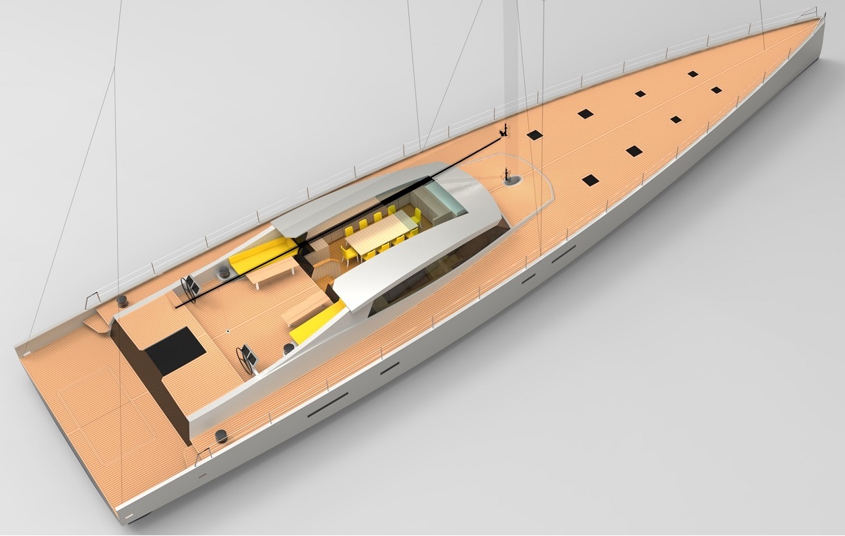 Designers, Owen Clarke Design have created this large lifting keel performance blue water cruiser with long distance family ocean cruising in mind. The aft deck terrace provides a safe area in the stern of the yacht for children's play or for the owners to relax.