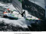 Ecover jumps the wave - high speed sailing under spinaker. Ecover jumps the wave - high speed sailing under spinaker.