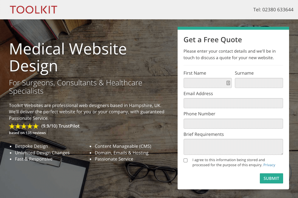 Medical Website Design - Landing Page Design