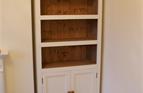 Living room storage / display solution, featuring open shelves over closed shelves behind panelled doors.

£995