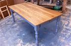 2m x 1m dining table with twin drawers in base and solid reclaimed oak top. 

£900