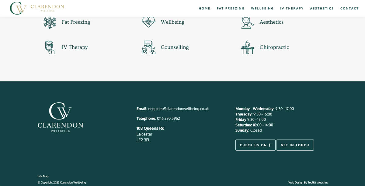 Clarendon Wellbeing website colours screenshot