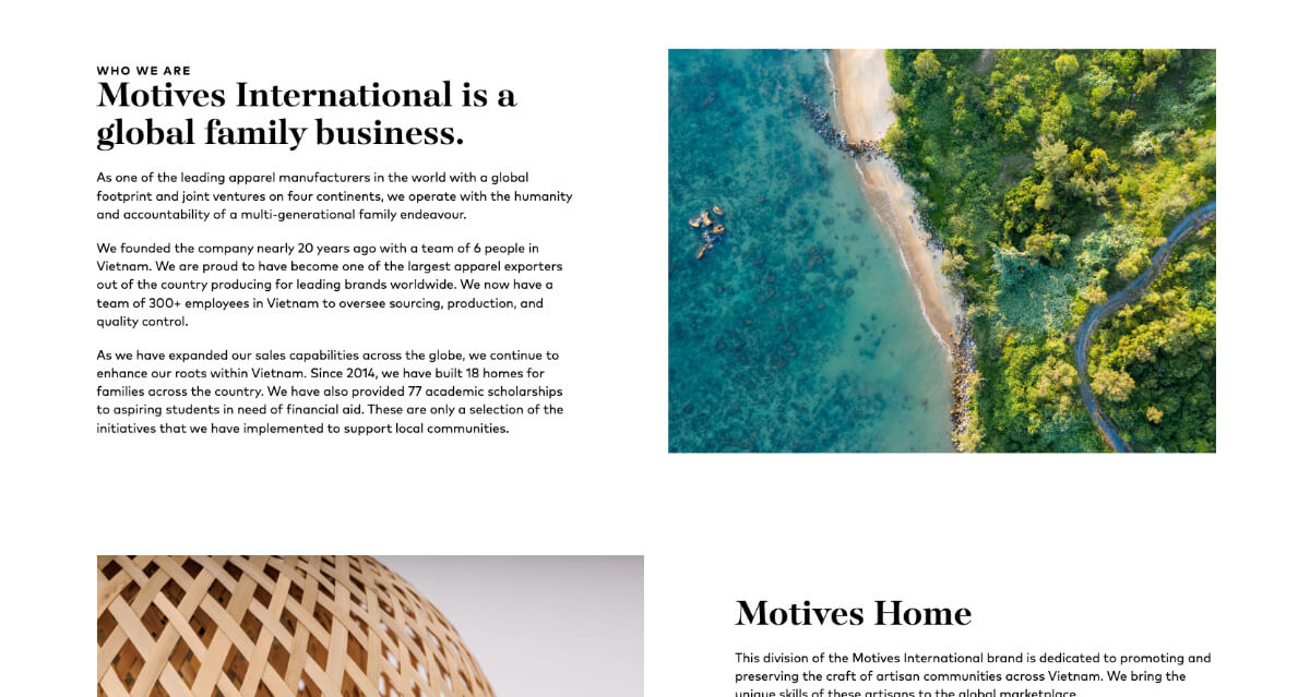 Motives International website colours screenshot