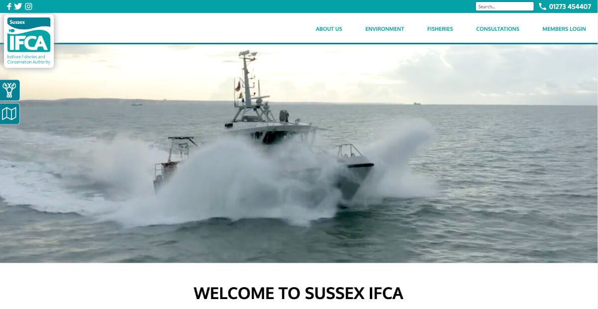 Sussex IFCA homepage screenshot