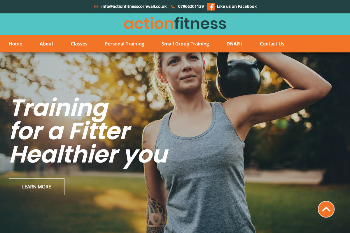 Action Fitness Cornwall Desktop | Toolkit Websites Portfolio