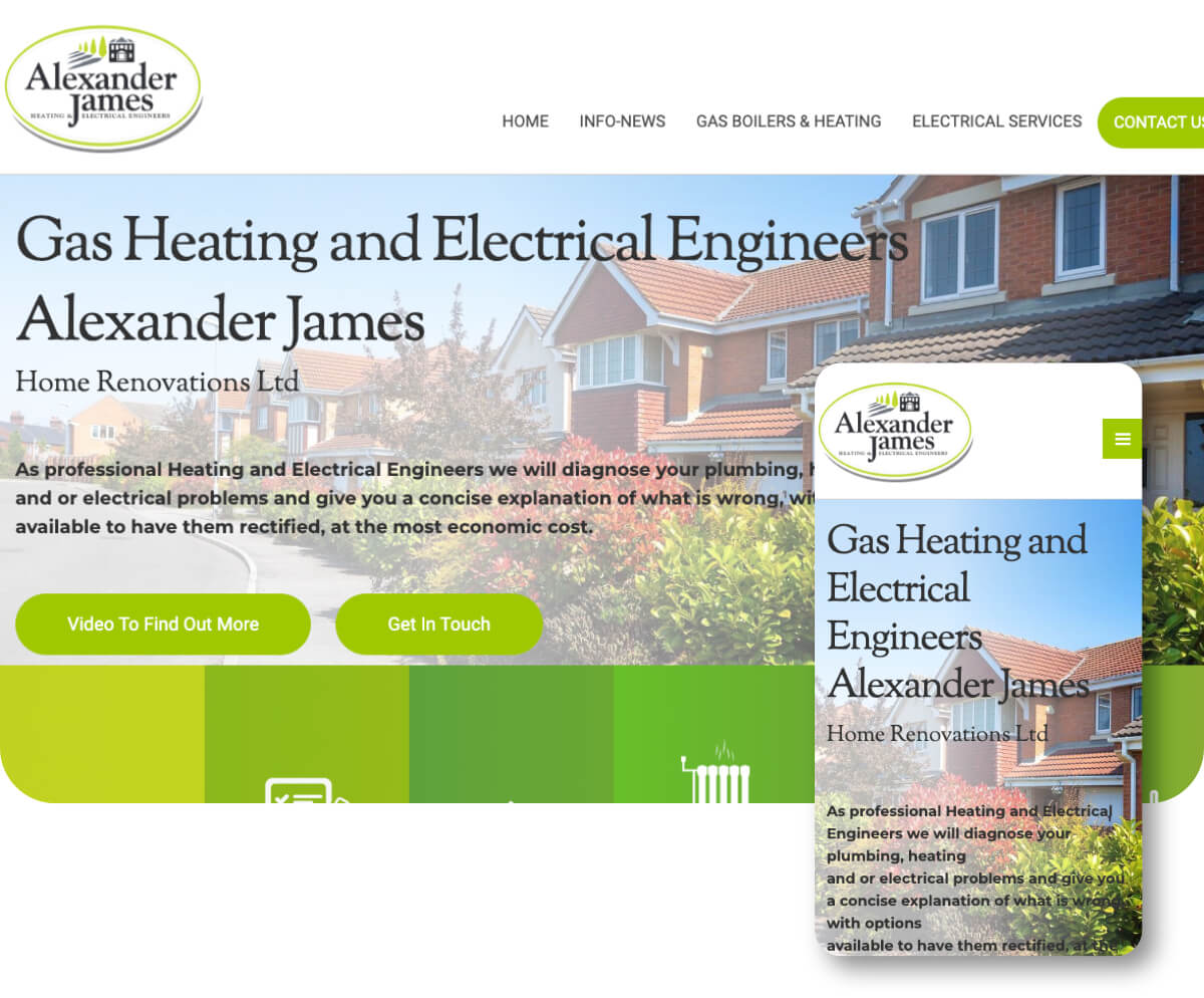 Gas Heating and Electrical Engineers Alexander James | Toolkit Websites Portfolio