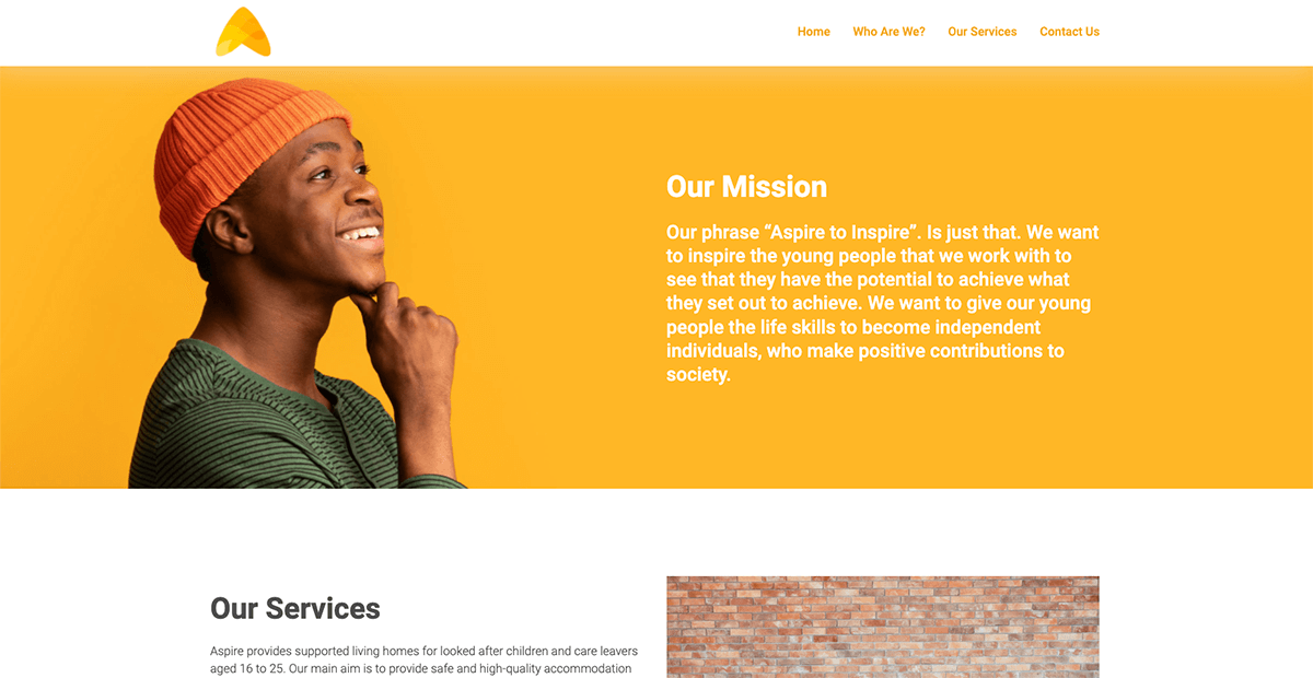 Aspire Support Services website screenshot