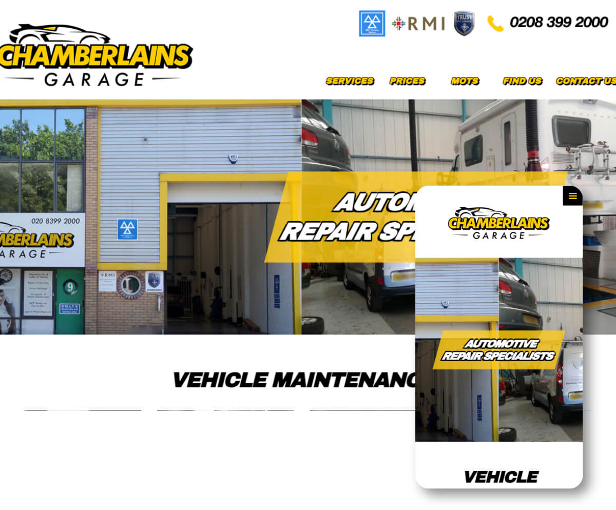 Chamberlains Garage | Toolkit Websites Portfolio