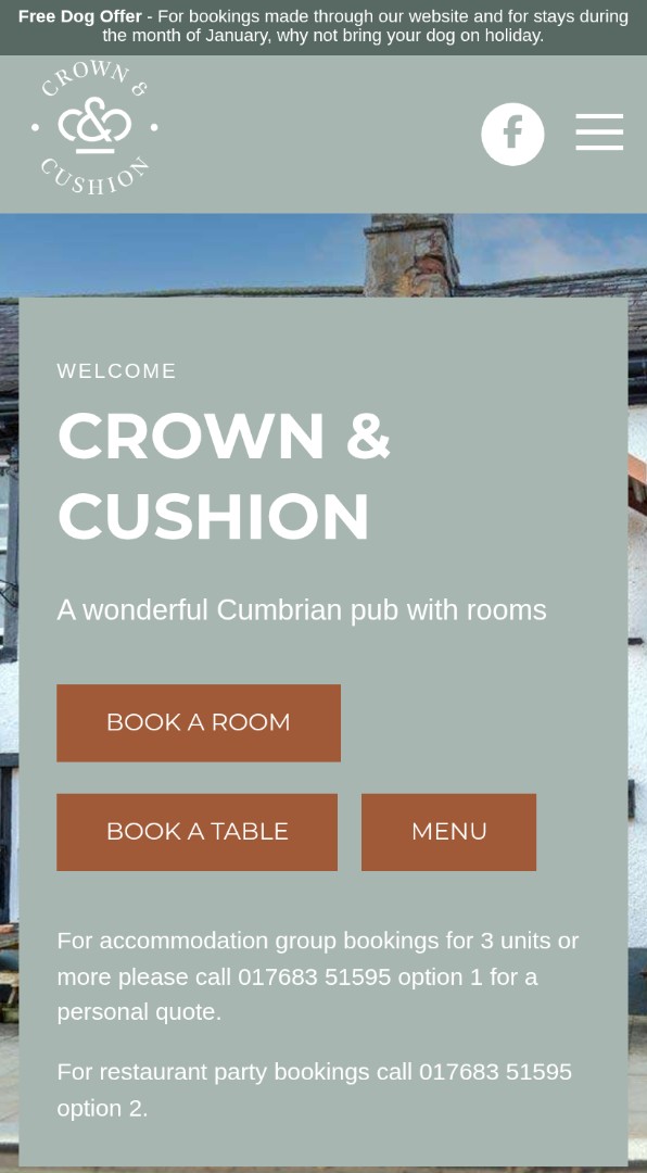 Crown & Cushion Appleby Mobile | Toolkit Websites Portfolio