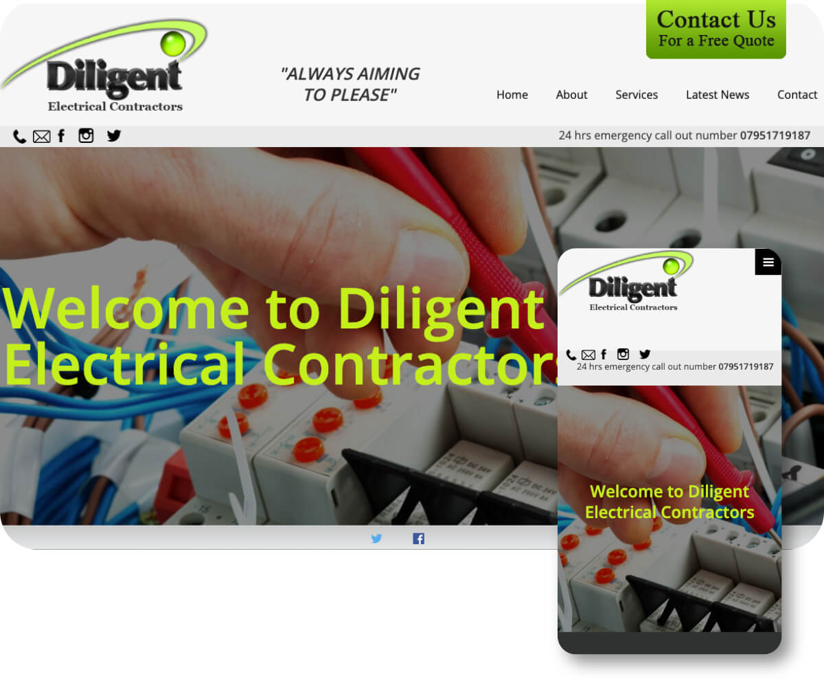 Diligent Electrical Contractors | Toolkit Websites Portfolio