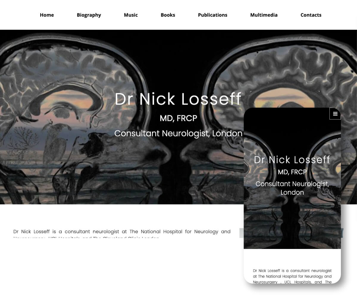 Dr Nick Losseff, MD, FRCP, Consultant Neurologist, London | Toolkit Websites Portfolio