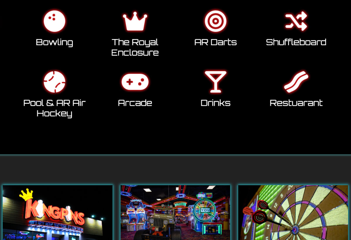 Kingpins Bowl website icons screenshot