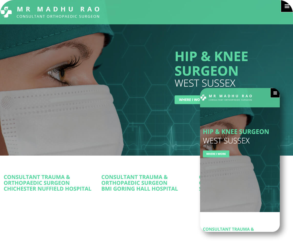 Mr Madhu Rao Consultant Orthopaedic Surgeon | Toolkit Websites Portfolio