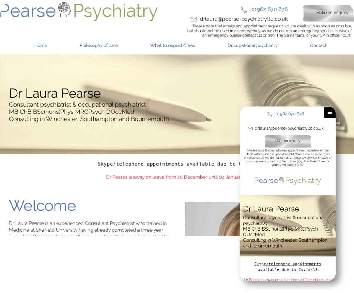 Pearse Psychiatry | Toolkit Websites Portfolio