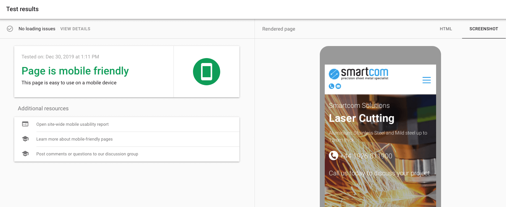 Mobile Friendly Test