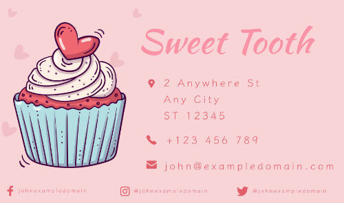 Sweet Tooth business card Super Cook business cardback