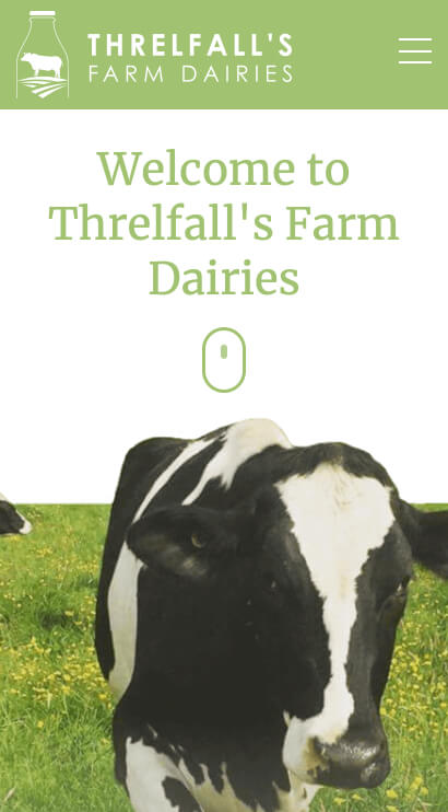 Threlfall's Farm Dairies Mobile | Toolkit Websites Portfolio
