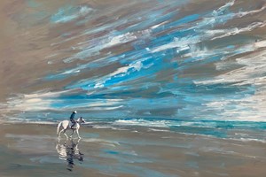 Horse on the Beach, Gambia - 77 x 110 - acrylic on board - sold